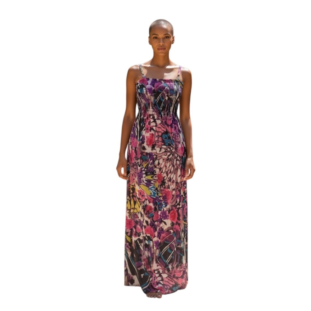 CACHE MULTICOLOR FLORAL‎ PRINT WOMEN’S MAXI DRESS SIZE SMALL.
